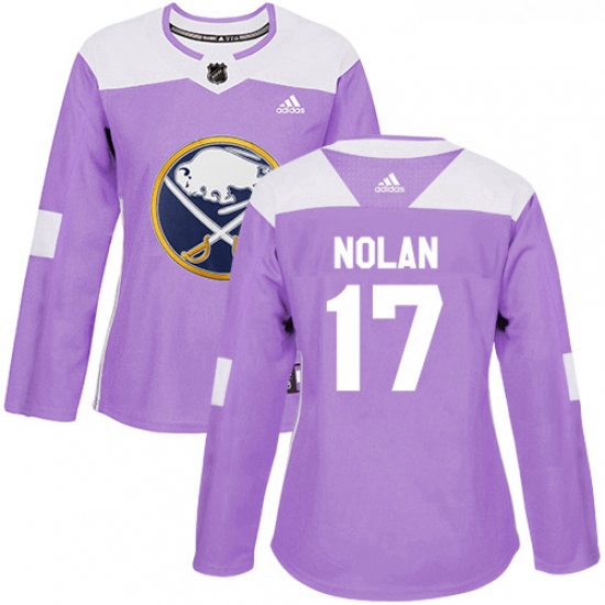 Womens Adidas Buffalo Sabres 17 Jordan Nolan Authentic Purple Fights Cancer Practice NHL Jersey