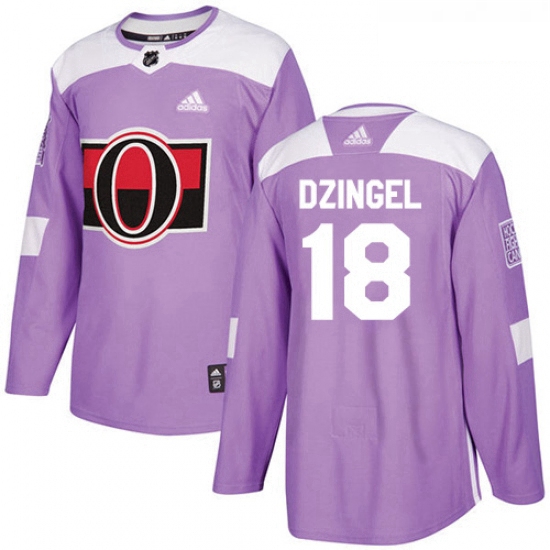 Youth Adidas Ottawa Senators 18 Ryan Dzingel Authentic Purple Fights Cancer Practice NHL Jersey