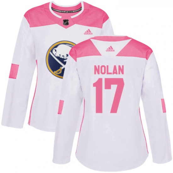 Womens Adidas Buffalo Sabres 17 Jordan Nolan Authentic WhitePink Fashion NHL Jersey