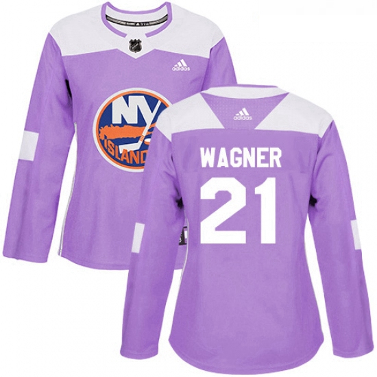 Womens Adidas New York Islanders 21 Chris Wagner Authentic Purple Fights Cancer Practice NHL Jersey