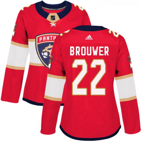 Womens Adidas Florida Panthers 22 Troy Brouwer Authentic Red Home NHL Jersey