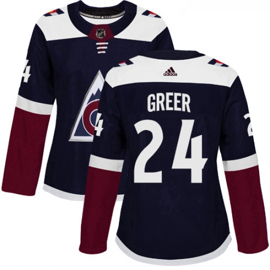 Womens Adidas Colorado Avalanche 24 AJ Greer Authentic Navy Blue Alternate NHL Jersey