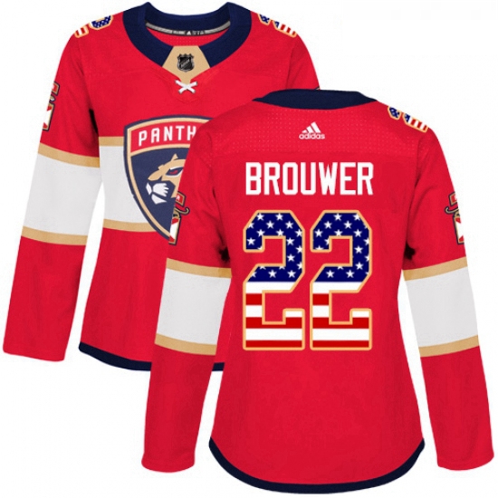 Womens Adidas Florida Panthers 22 Troy Brouwer Authentic Red USA Flag Fashion NHL Jersey