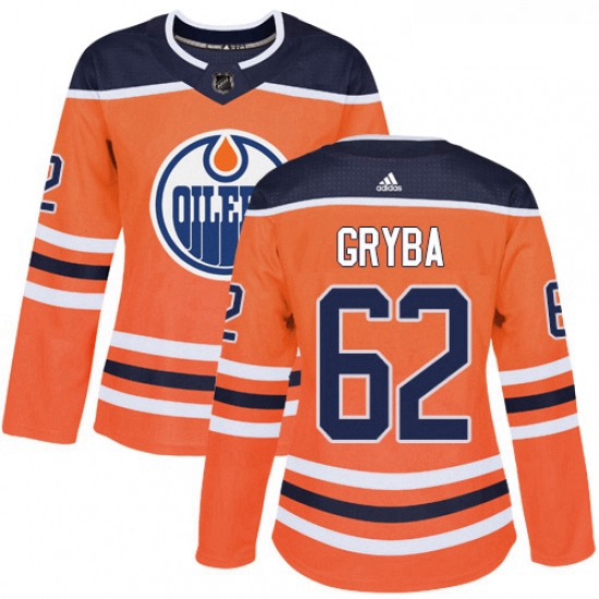 Womens Adidas Edmonton Oilers 62 Eric Gryba Authentic Orange Home NHL Jersey