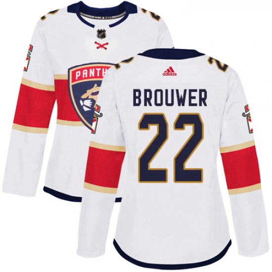 Womens Adidas Florida Panthers 22 Troy Brouwer Authentic White Away NHL Jersey