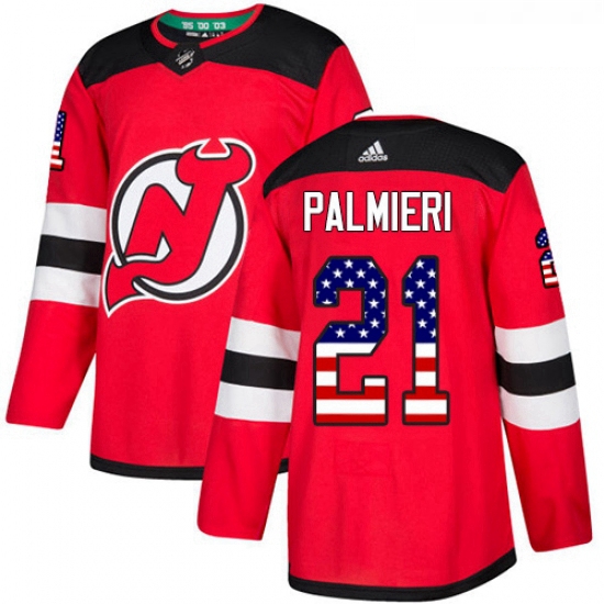 Youth Adidas New Jersey Devils 21 Kyle Palmieri Authentic Red USA Flag Fashion NHL Jersey