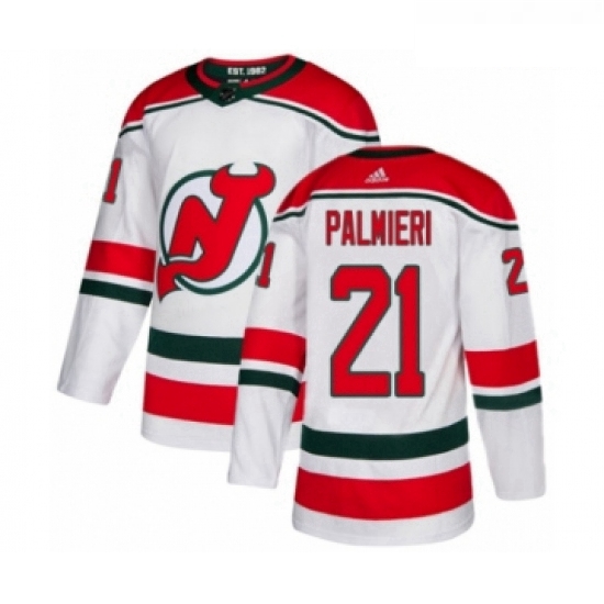 Youth Adidas New Jersey Devils 21 Kyle Palmieri Authentic White Alternate NHL Jersey