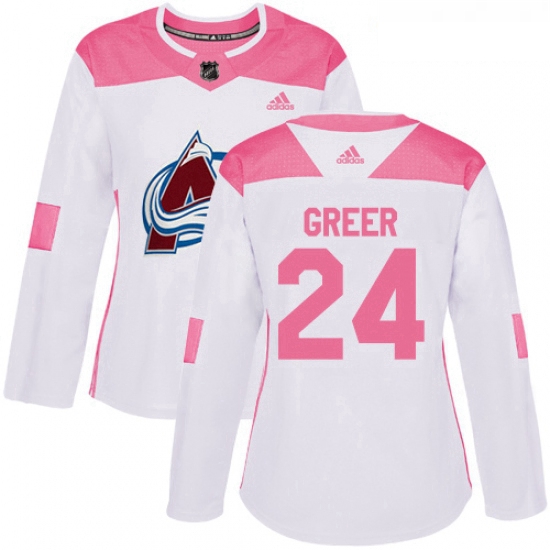 Womens Adidas Colorado Avalanche 24 AJ Greer Authentic WhitePink Fashion NHL Jersey