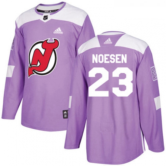 Youth Adidas New Jersey Devils 23 Stefan Noesen Authentic Purple Fights Cancer Practice NHL Jersey