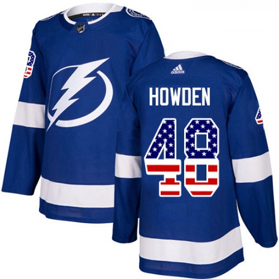 Youth Adidas Tampa Bay Lightning 48 Brett Howden Authentic Blue USA Flag Fashion NHL Jersey