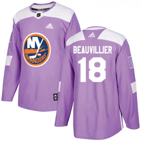 Youth Adidas New York Islanders 18 Anthony Beauvillier Authentic Purple Fights Cancer Practice NHL J