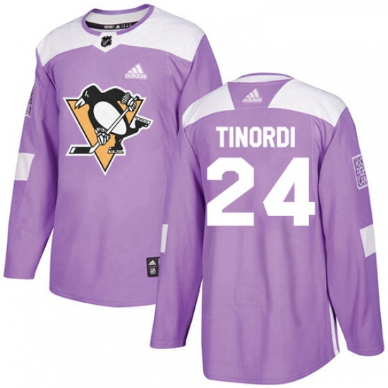 Youth Adidas Pittsburgh Penguins 24 Jarred Tinordi Authentic Purple Fights Cancer Practice NHL Jerse