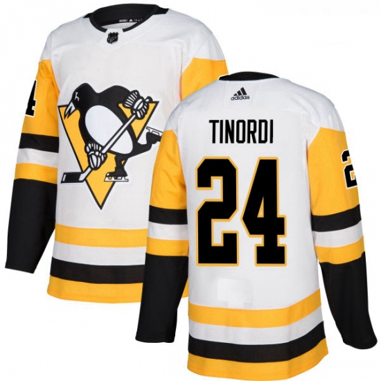 Youth Adidas Pittsburgh Penguins 24 Jarred Tinordi Authentic White Away NHL Jersey