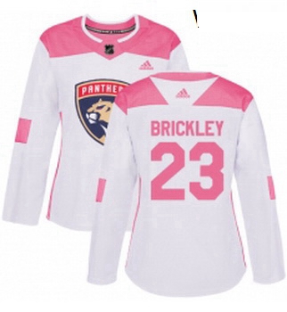 Womens Adidas Florida Panthers 23 Connor Brickley Authentic WhitePink Fashion NHL Jersey