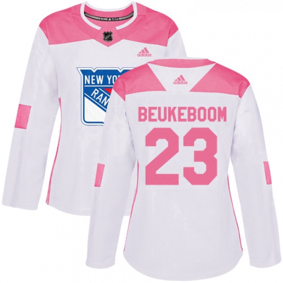 Womens Adidas New York Rangers 23 Jeff Beukeboom Authentic WhitePink Fashion NHL Jersey