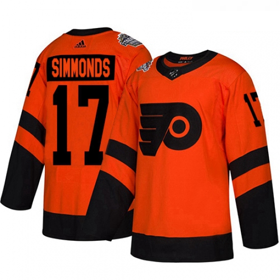 Youth Adidas Philadelphia Flyers 17 Wayne Simmonds Orange Authentic 2019 Stadium Series Stitched NHL