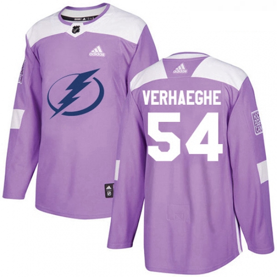 Youth Adidas Tampa Bay Lightning 54 Carter Verhaeghe Authentic Purple Fights Cancer Practice NHL Jer