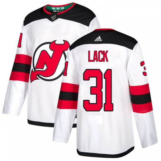 Youth Adidas New Jersey Devils 31 Eddie Lack Authentic White Away NHL Jersey