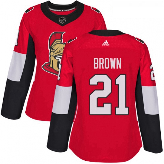 Womens Adidas Ottawa Senators 21 Logan Brown Authentic Red Home NHL Jersey