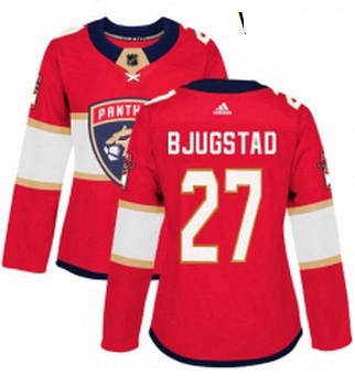 Womens Adidas Florida Panthers 27 Nick Bjugstad Authentic Red Home NHL Jersey