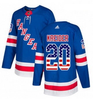 Youth Adidas New York Rangers 20 Chris Kreider Authentic Royal Blue USA Flag Fashion NHL Jersey