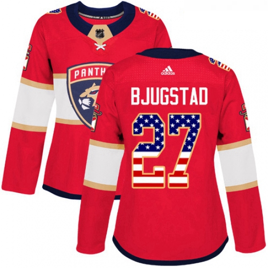 Womens Adidas Florida Panthers 27 Nick Bjugstad Authentic Red USA Flag Fashion NHL Jersey