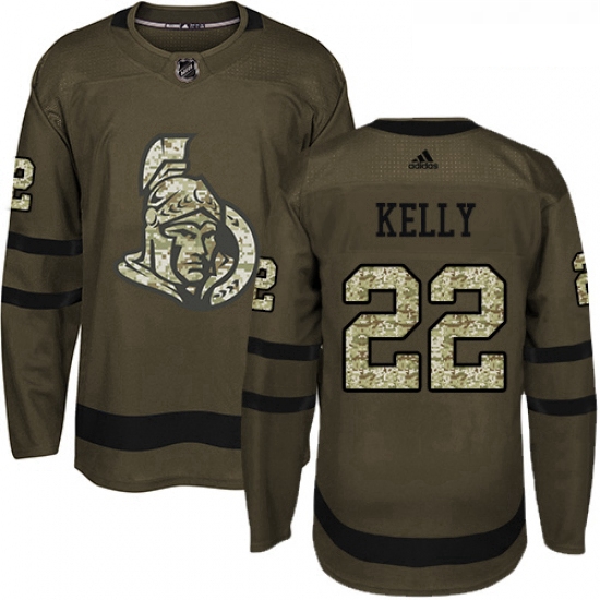 Youth Adidas Ottawa Senators 22 Chris Kelly Authentic Green Salute to Service NHL Jersey