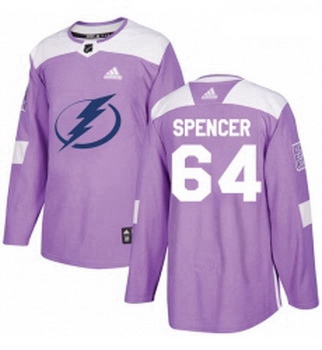 Youth Adidas Tampa Bay Lightning 64 Matthew Spencer Authentic Purple Fights Cancer Practice NHL Jers