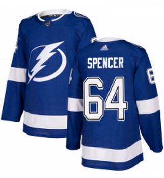 Youth Adidas Tampa Bay Lightning 64 Matthew Spencer Authentic Royal Blue Home NHL Jersey