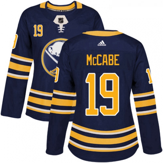 Womens Adidas Buffalo Sabres 19 Jake McCabe Authentic Navy Blue Home NHL Jersey