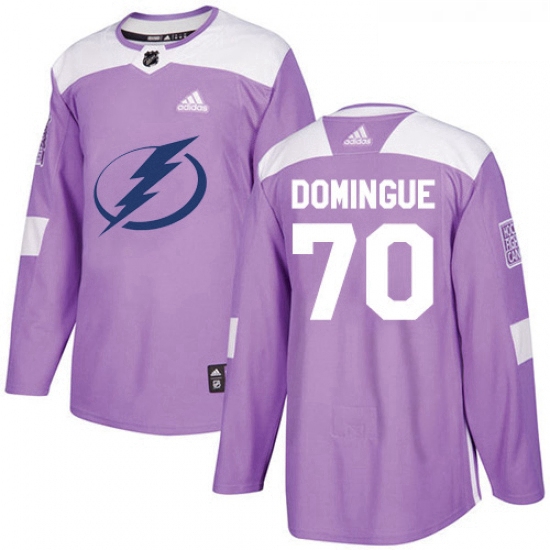 Youth Adidas Tampa Bay Lightning 70 Louis Domingue Authentic Purple Fights Cancer Practice NHL Jerse