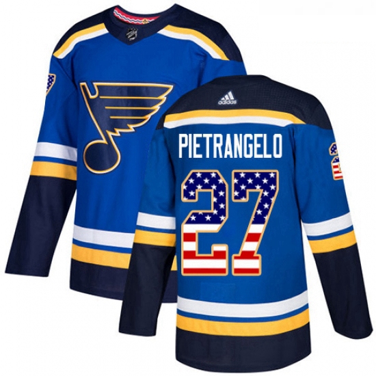 Youth Adidas St Louis Blues 27 Alex Pietrangelo Authentic Blue USA Flag Fashion NHL Jersey