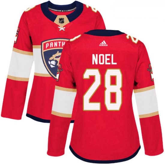 Womens Adidas Florida Panthers 28 Serron Noel Authentic Red Home NHL Jersey