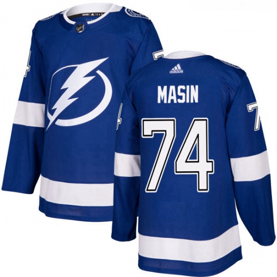 Youth Adidas Tampa Bay Lightning 74 Dominik Masin Authentic Royal Blue Home NHL Jersey