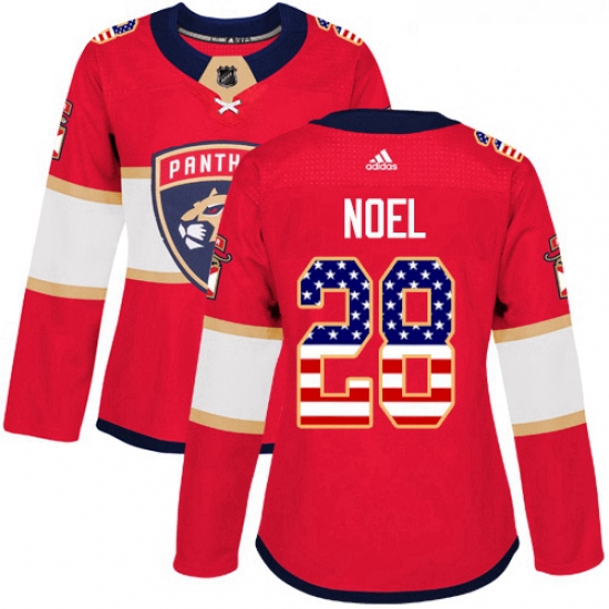 Womens Adidas Florida Panthers 28 Serron Noel Authentic Red USA Flag Fashion NHL Jersey