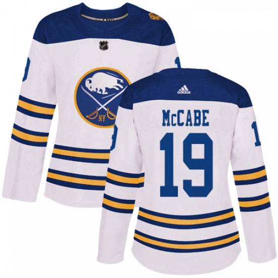 Womens Adidas Buffalo Sabres 19 Jake McCabe Authentic White 2018 Winter Classic NHL Jersey