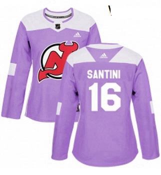 Womens Adidas New Jersey Devils 16 Steve Santini Authentic Purple Fights Cancer Practice NHL Jersey