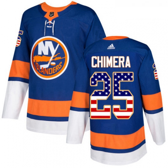 Youth Adidas New York Islanders 25 Jason Chimera Authentic Royal Blue USA Flag Fashion NHL Jersey