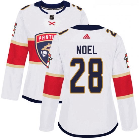 Womens Adidas Florida Panthers 28 Serron Noel Authentic White Away NHL Jersey