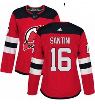 Womens Adidas New Jersey Devils 16 Steve Santini Authentic Red Home NHL Jersey