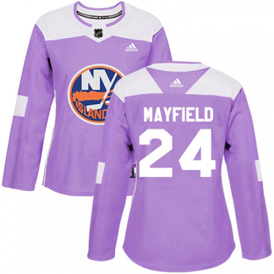 Womens Adidas New York Islanders 24 Scott Mayfield Authentic Purple Fights Cancer Practice NHL Jerse