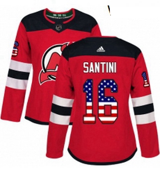 Womens Adidas New Jersey Devils 16 Steve Santini Authentic Red USA Flag Fashion NHL Jersey