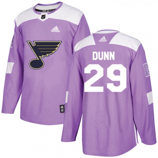 Youth Adidas St Louis Blues 29 Vince Dunn Authentic Purple Fights Cancer Practice NHL Jersey