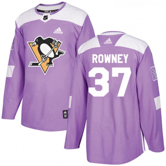 Youth Adidas Pittsburgh Penguins 37 Carter Rowney Authentic Purple Fights Cancer Practice NHL Jersey