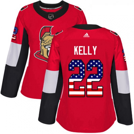 Womens Adidas Ottawa Senators 22 Chris Kelly Authentic Red USA Flag Fashion NHL Jersey