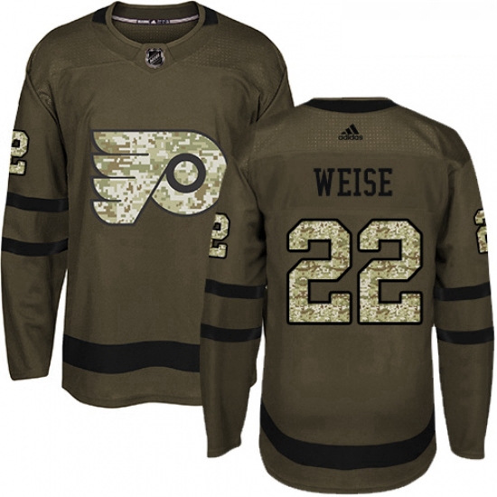 Youth Adidas Philadelphia Flyers 22 Dale Weise Authentic Green Salute to Service NHL Jersey