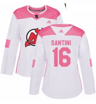 Womens Adidas New Jersey Devils 16 Steve Santini Authentic White