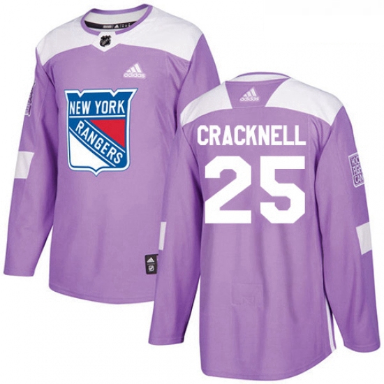 Youth Adidas New York Rangers 25 Adam Cracknell Authentic Purple Fights Cancer Practice NHL Jersey