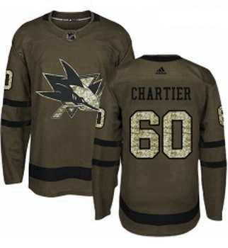 Youth Adidas San Jose Sharks 60 Rourke Chartier Authentic Green Salute to Service NHL Jersey