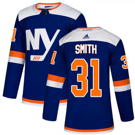 Youth Adidas New York Islanders 31 Billy Smith Premier Blue Alternate NHL Jersey